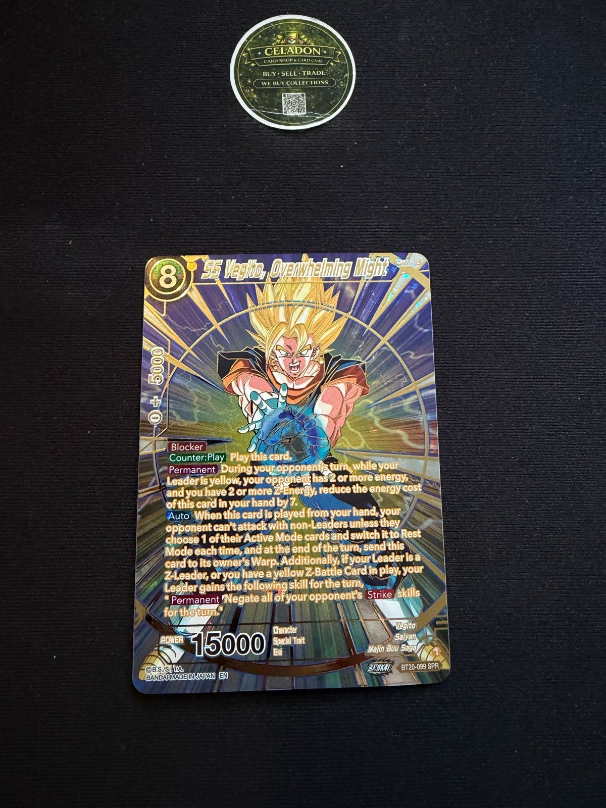 SS Vegito, Overwhelming Might - Dragon Ball Super Card Game, Ophalen of Verzenden, Zo goed als nieuw, Losse kaart, Foil