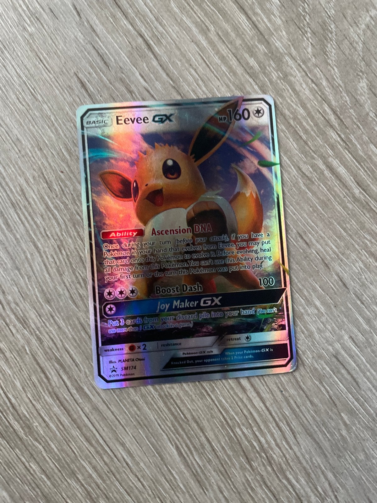 Eevee GX Pokémon Kaart - Zeldzaam en Glanzend, Ophalen of Verzenden, Zo goed als nieuw, Losse kaart, Foil