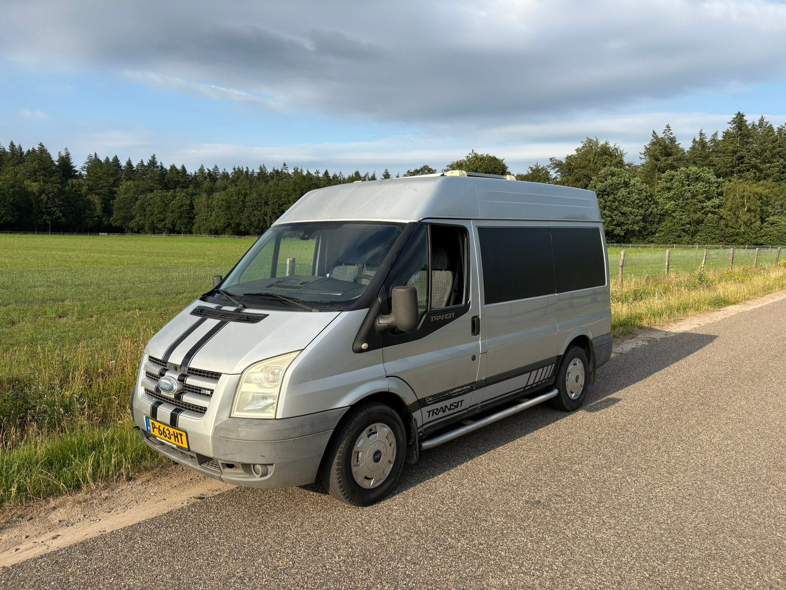 Ford transit motorsport camperbus 2007, Auto's, Stof, 2000 kg, Origineel Nederlands, Grijs