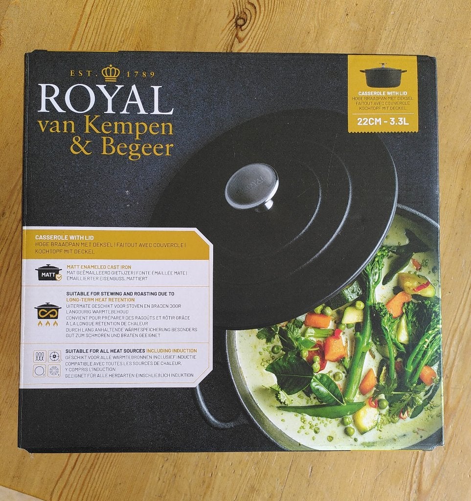 Hoge braadpan - mat geëmailleerd - 22 cm, Huis en Inrichting, Keuken | Potten en Pannen, Ophalen, Gietijzer, Nieuw, Keramische plaat