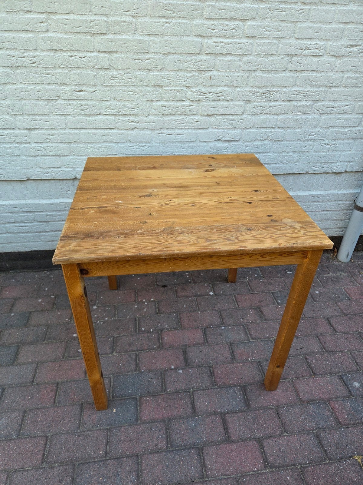 Houten tafel 75x75cm met demontabele poten, Gebruikt, 50 tot 100 cm, Vierkant, Tot twee personen