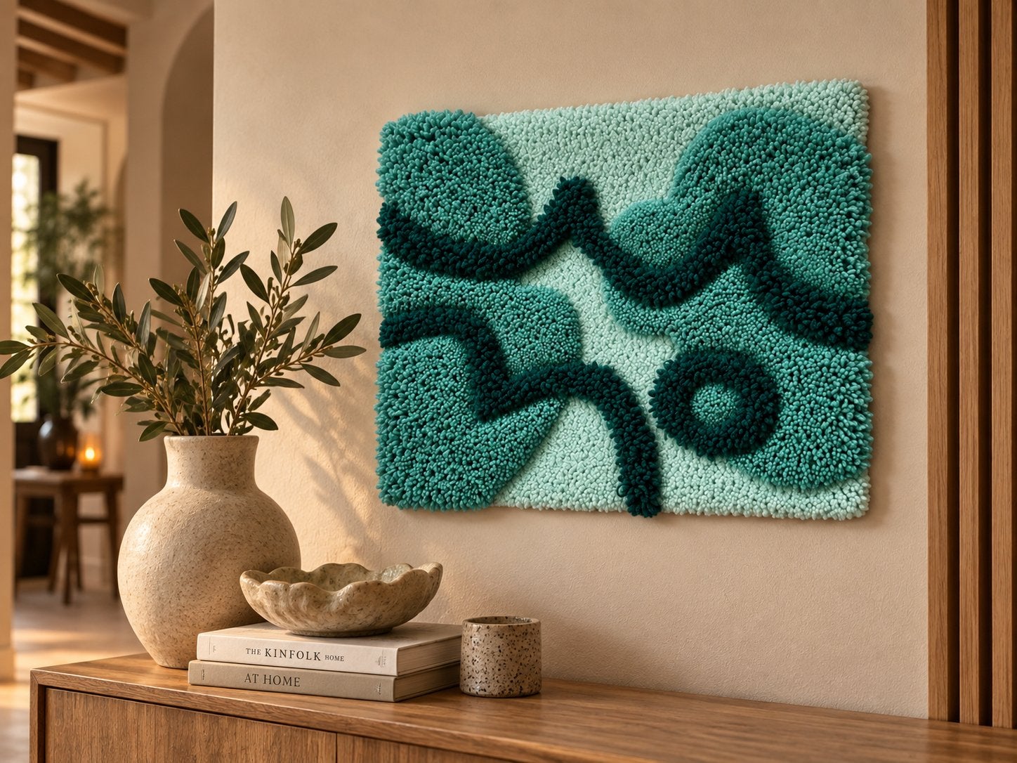 💚 Abstract 3D wandkleed genaakt met tufting techniek, Wandkleed, Nieuw, Ophalen of Verzenden, 43 cm