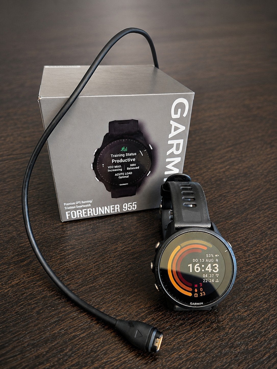 Garmin Forerunner 955 – zeer nette staat – compleet, Conditie, Verzenden, Zwart, Garmin