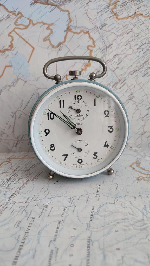 Wehrle Wekker Vintage Alarm clock blauw lichtblauw, Ophalen of Verzenden