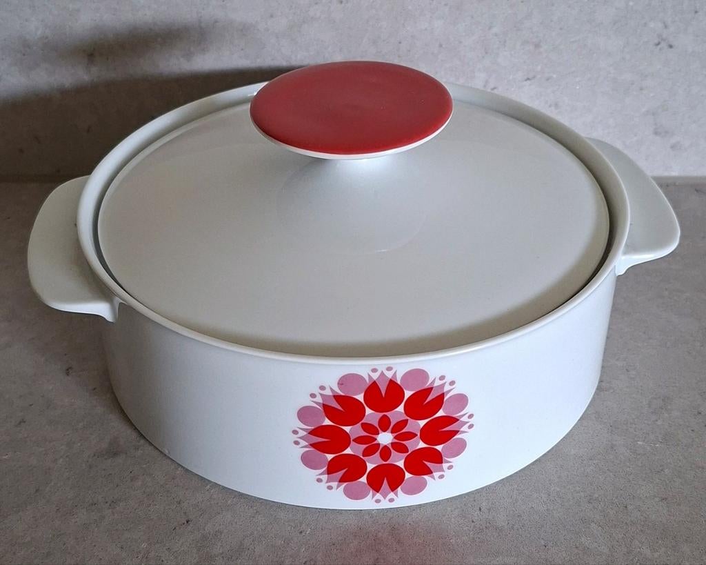 Thomas Germany schaal met deksel - Rood bloemmotief - 20.5cm, Huis en Inrichting, Keramiek, Ophalen of Verzenden, Overige stijlen