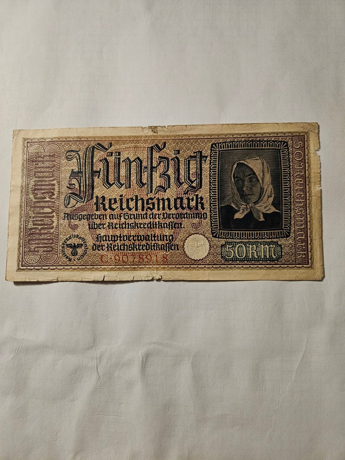 50 Reichsmark Duitsland WWII Derde Rijk, Ophalen of Verzenden, Duitsland, Los biljet