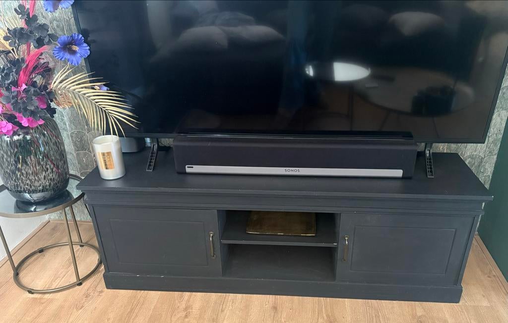 Zwart matte tv-kast - H50,5xB150xD40, Ophalen, Gebruikt, 100 tot 150 cm, Minder dan 100 cm