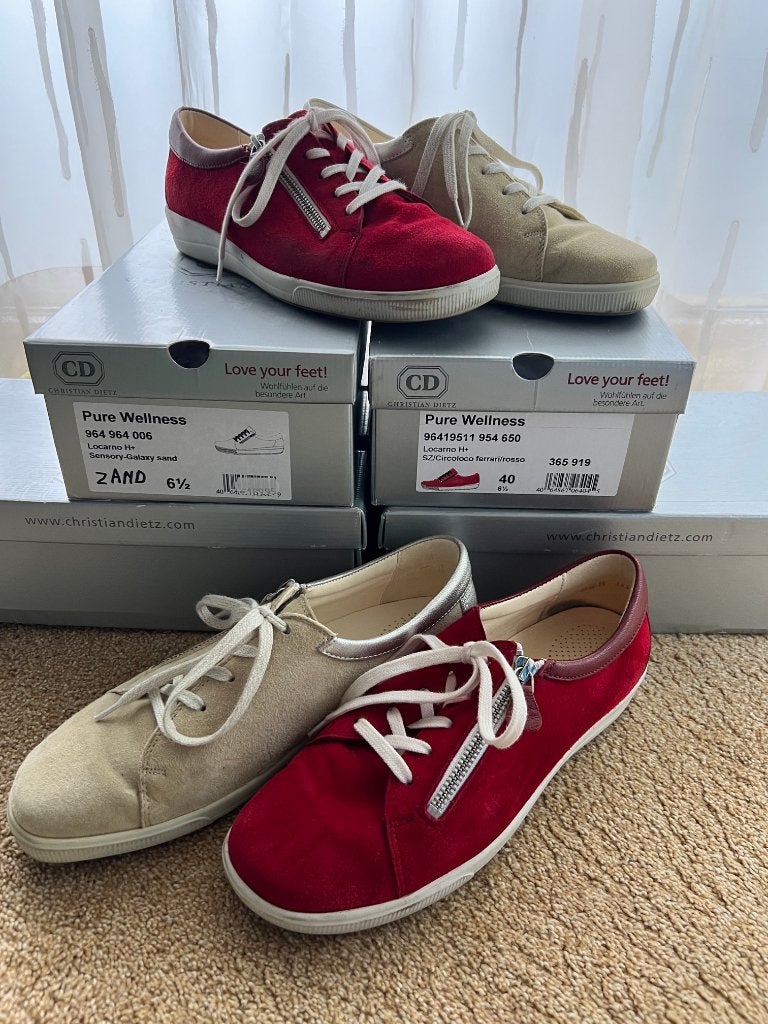 2 x Christian Dietz, veterschoen met rits, Locarno H+, 6 1/2, Beige, Christian Dietz, Ophalen of Verzenden, Sneakers of Gympen