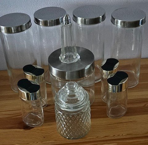 Glazen zware potten met deksel 10x + zoutvaatje - nieuw, Ophalen of Verzenden, Nieuw