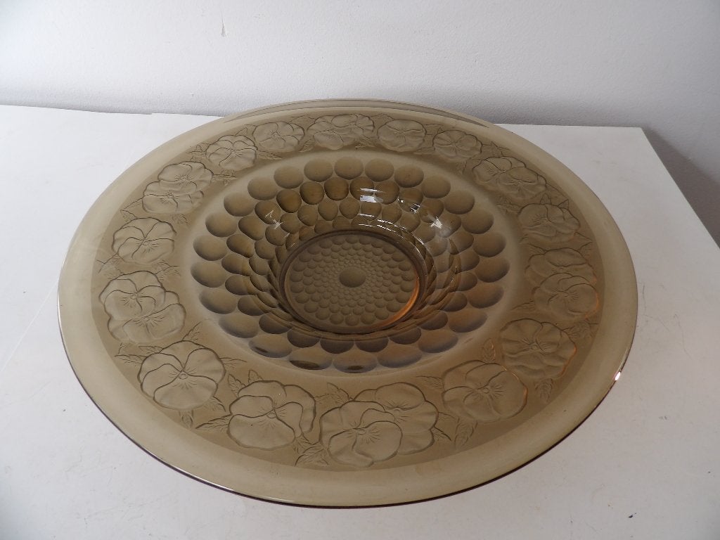 Art Deco Fruitschaal Verlys (stijl) Maron/Fumee 31,5cm, Antiek en Kunst, Ophalen of Verzenden