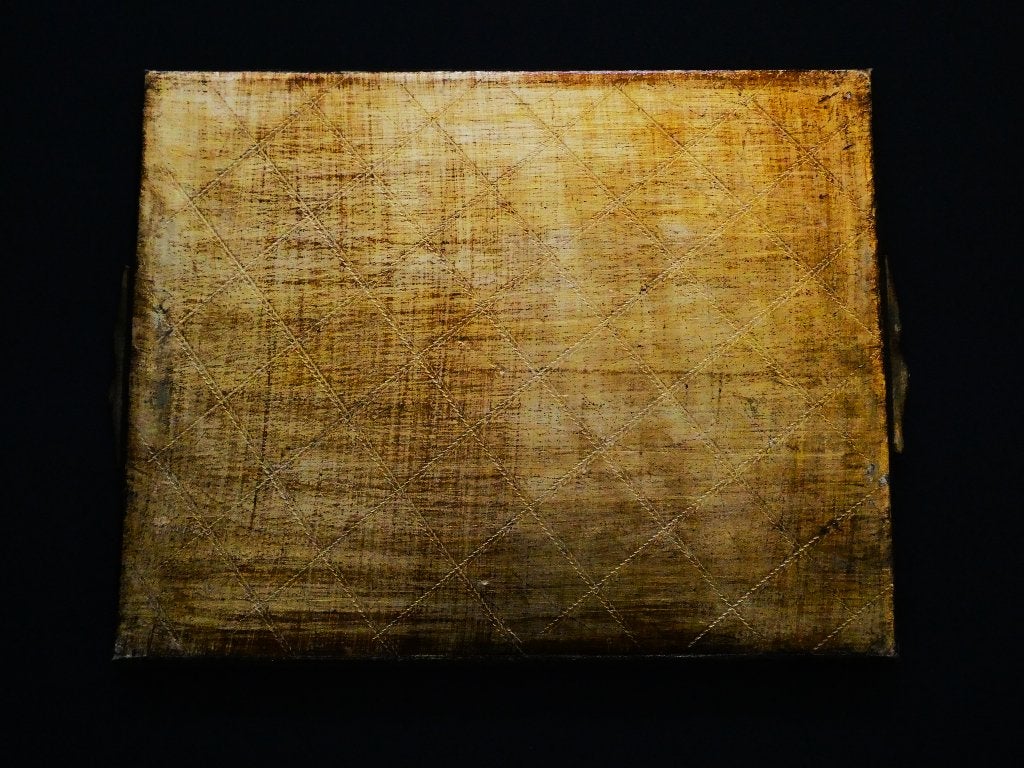 Italiaans houten dienblad kleur goud rood groen en oud roze, Antiek en Kunst, Curiosa en Brocante, Ophalen of Verzenden