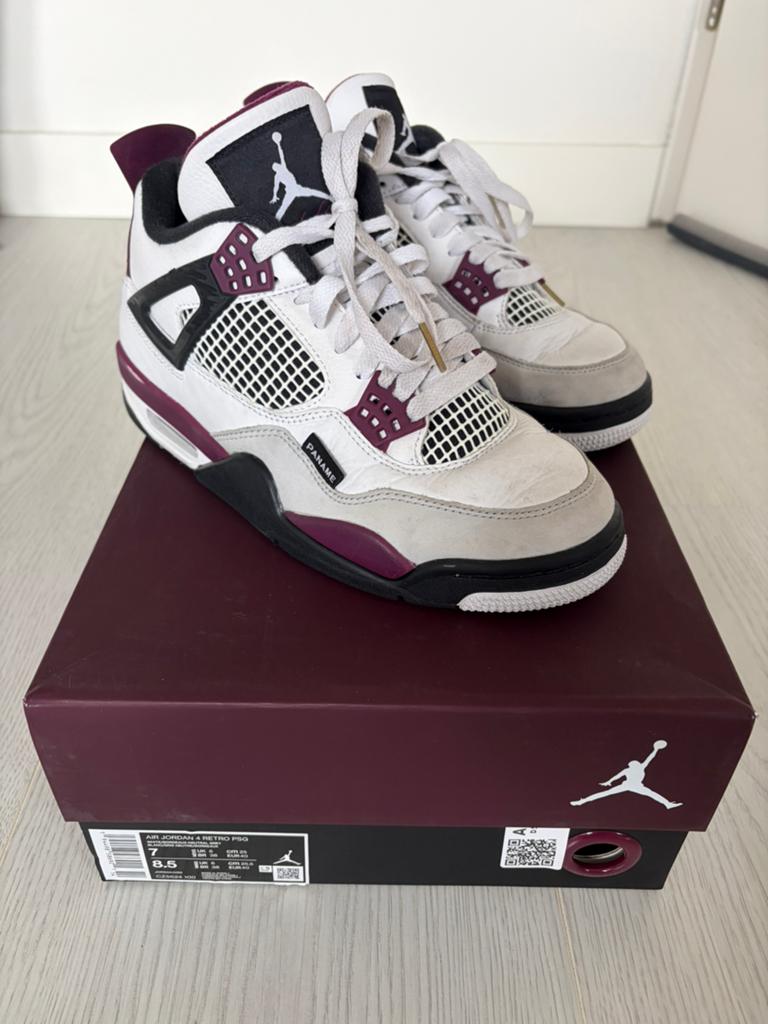 Nike Air Jordan 4 Retro PSG. Maat 40, Ophalen, Zo goed als nieuw, Wit, Sneakers of Gympen