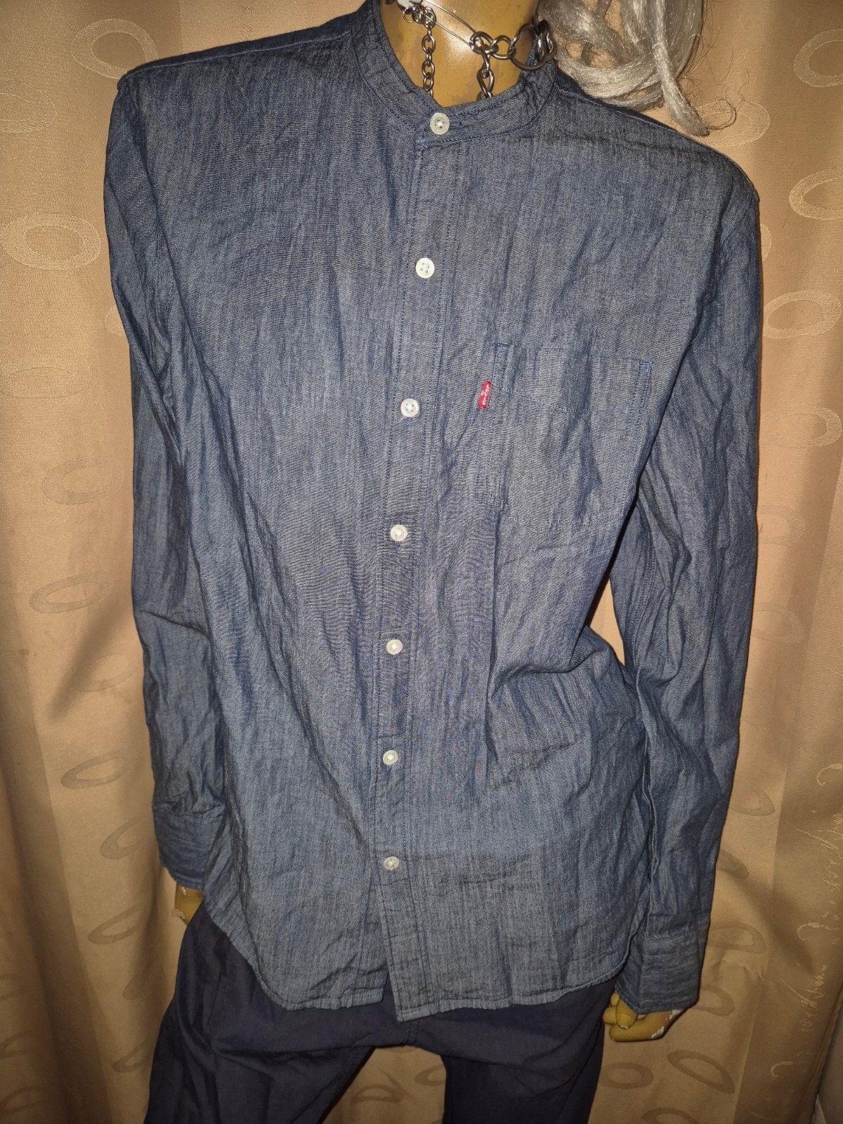 Levi's spijkerblouse met mandarijnkraag maat M zgan, Kleding | Heren, Levi's, Blauw, Zo goed als nieuw, Halswijdte 39/40 (M)