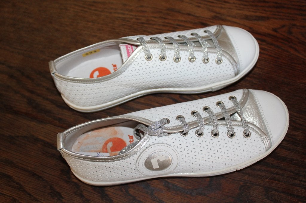 Renata vlot zilver/wit leren schoenen mt 37 SUPERKOOPJE, Meisje, ., Schoenen, Nieuw