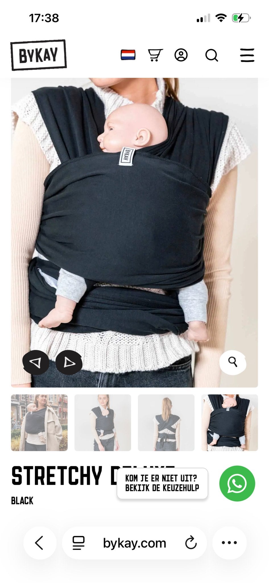 Bykay stretchy deluxe black Draagdoek, Overige merken, Draagdoek, Nieuw, Ophalen of Verzenden