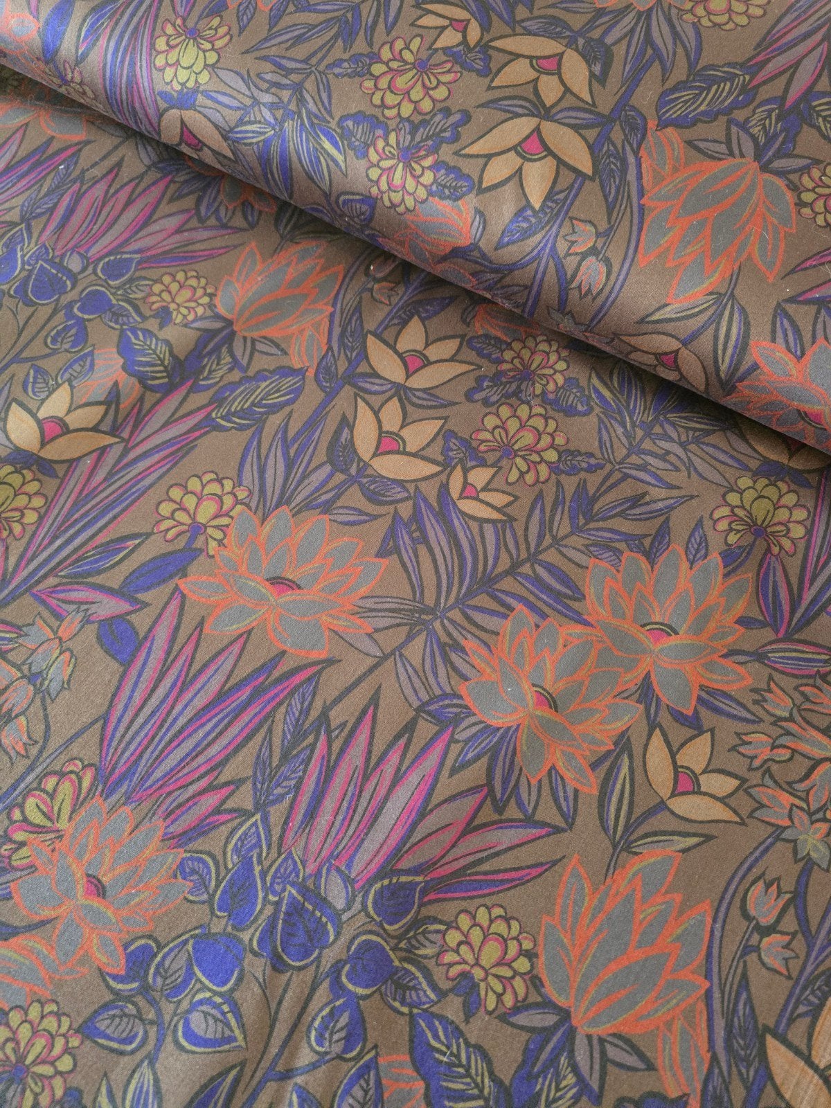 stretch katoen filinfur, Overige materialen, Bruin, 120 cm of meer, Nieuw