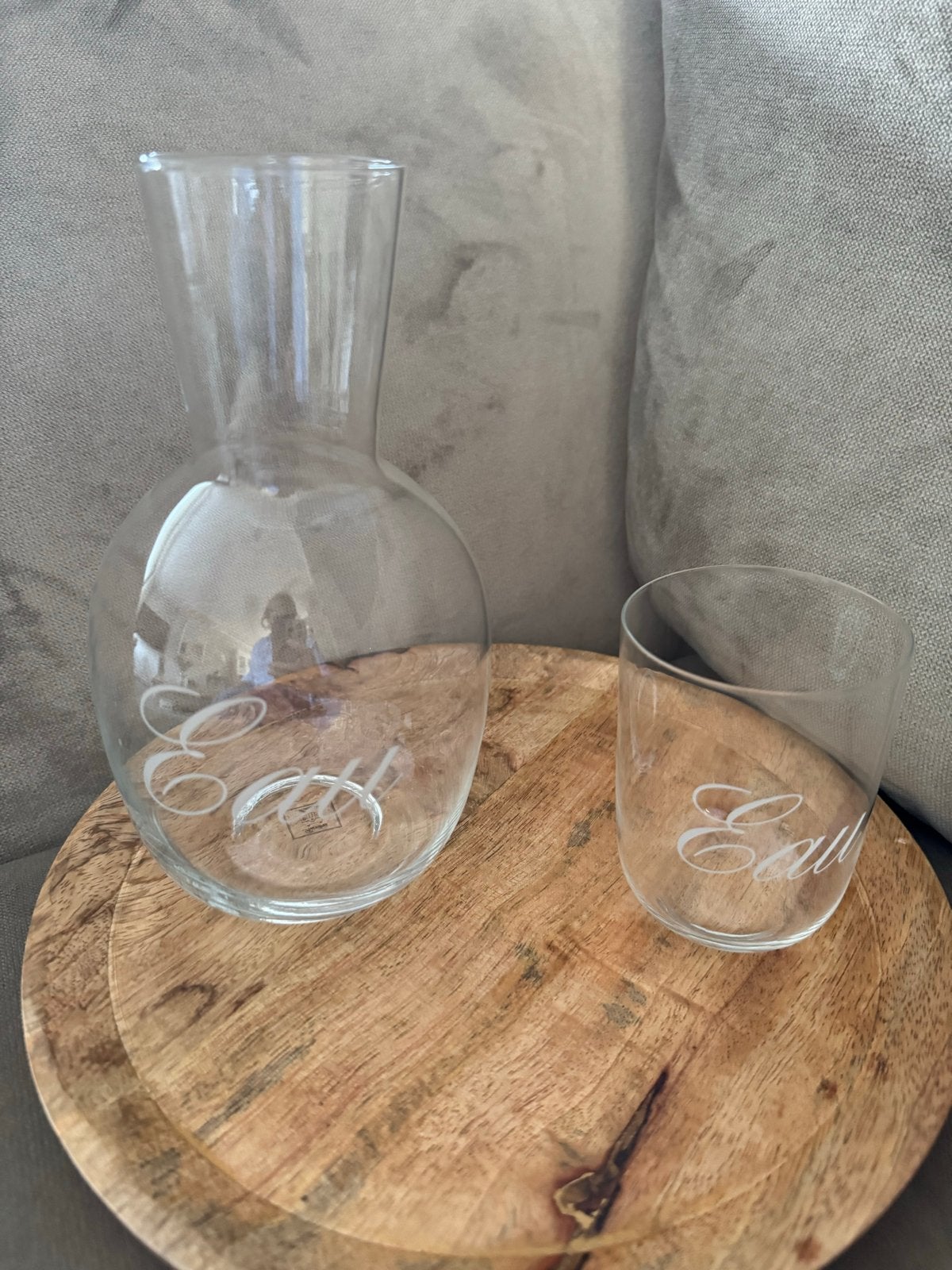 Riviera Maison waterkan met glas, Rond, Pot of Kruik, Ophalen of Verzenden, Glas