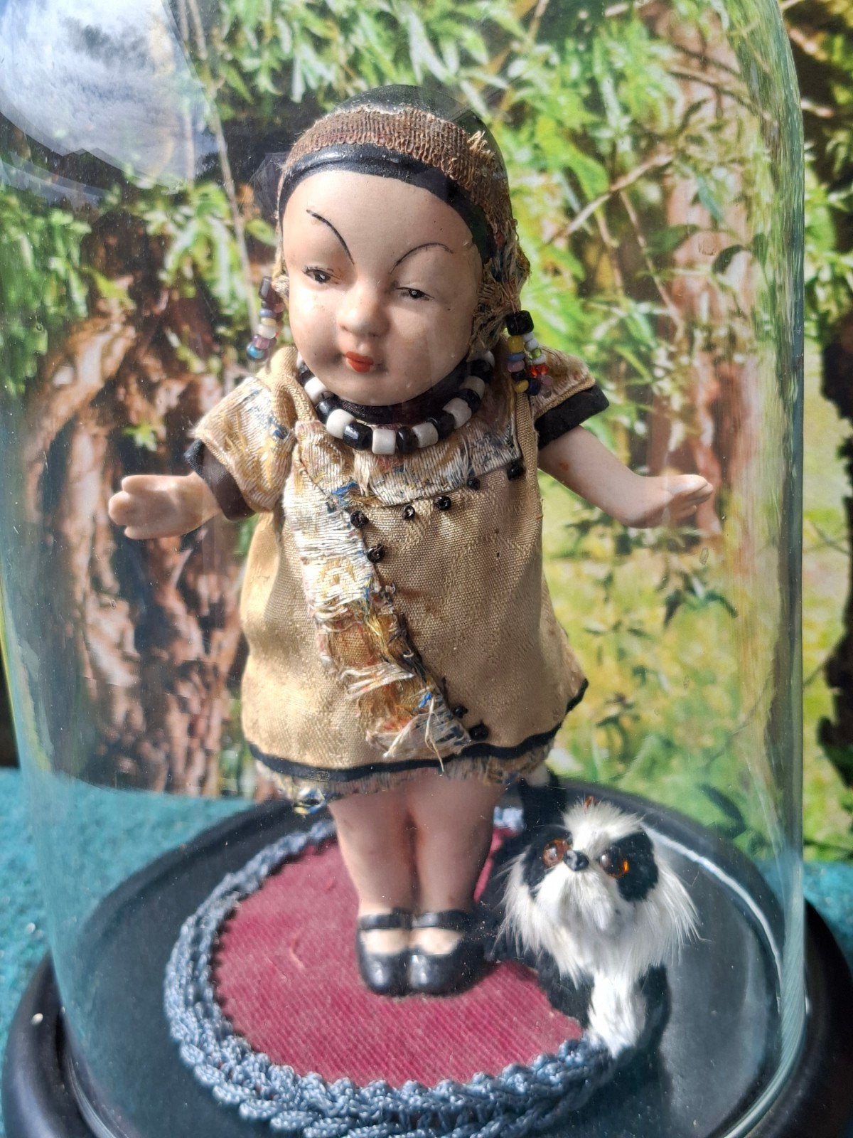 Antieke Kewpie Chin Chin pop van Heubach in stolp, Ophalen of Verzenden