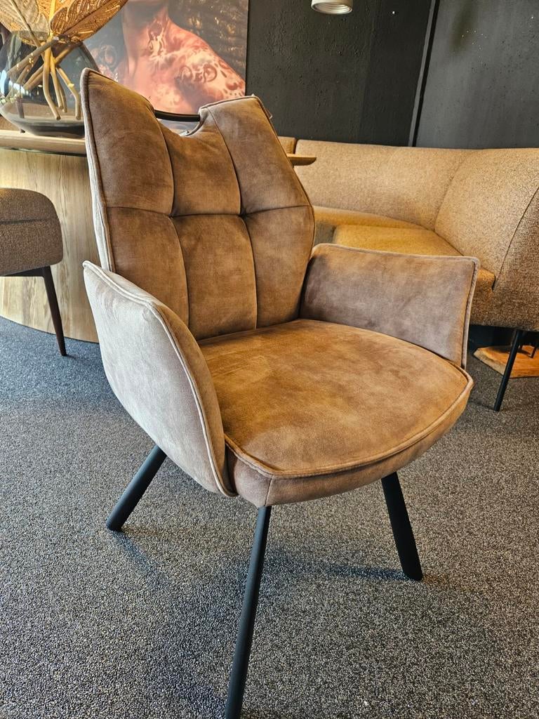 Eetkamerstoel "mabel" velours handvat armleuning, Huis en Inrichting, Stoelen, Ophalen of Verzenden, Nieuw, Stof, Eén