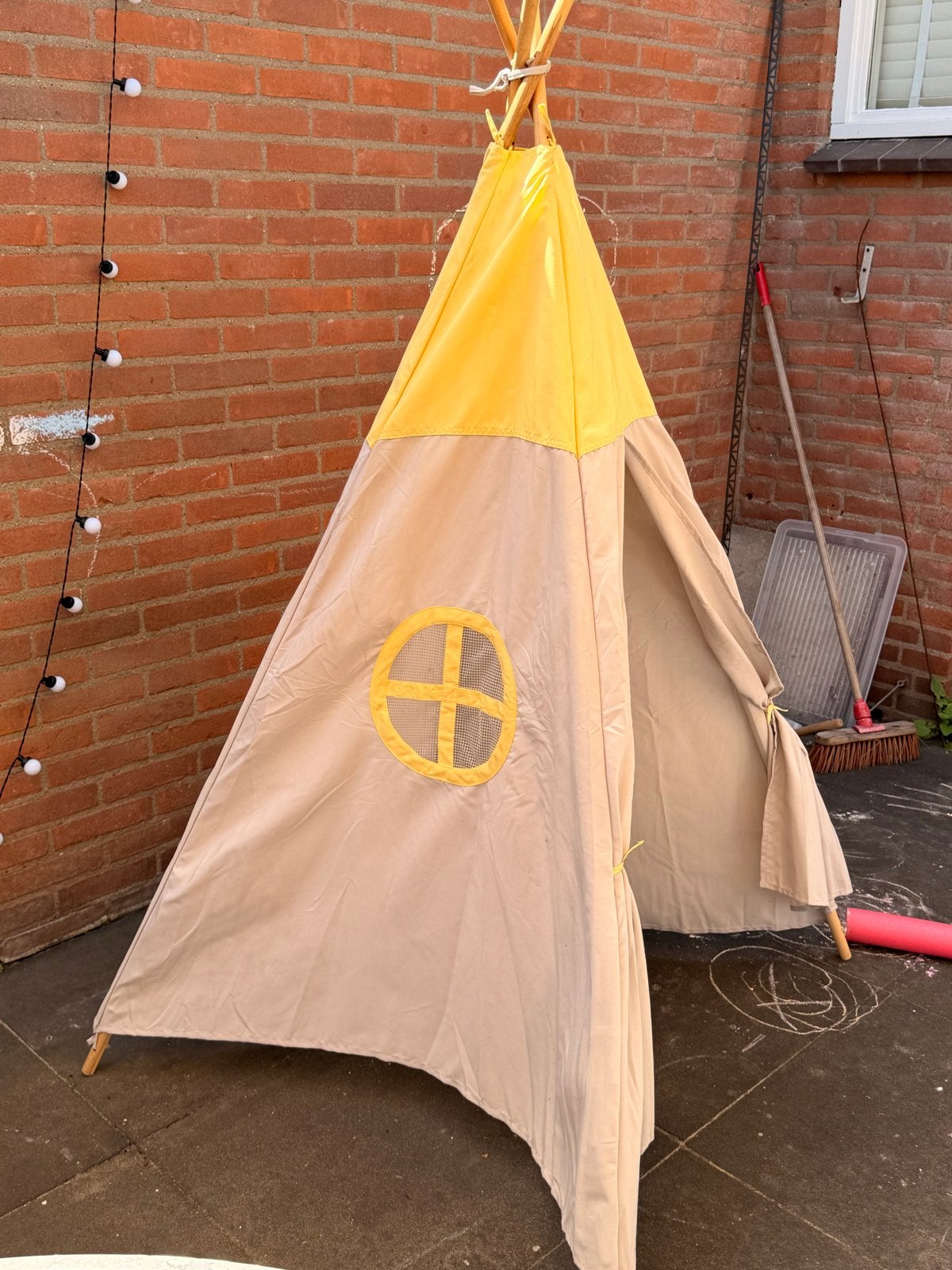IKEA HÖVLIG tipi tent beige/geel, Ophalen, Gebruikt, Overige materialen