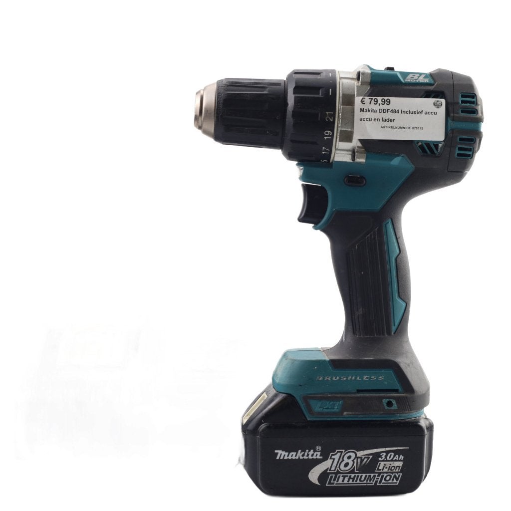Makita DDF484 Inclusief Accu en Oplader (2023), Makita, Zo goed als nieuw, Support@makita.com, Makita Corporation, 3-11-8, Sumiyoshi-cho, 
Anjo, Aichi 446-8502
Japan