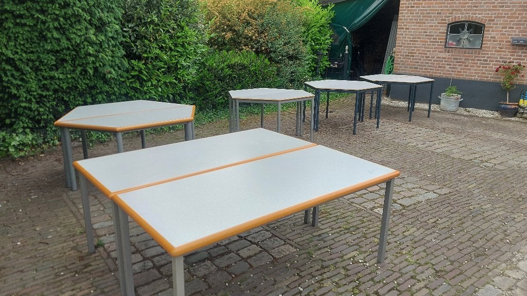 10 kantine tafels, Gebruikt, 200 cm of meer, Rechthoekig, 50 tot 100 cm