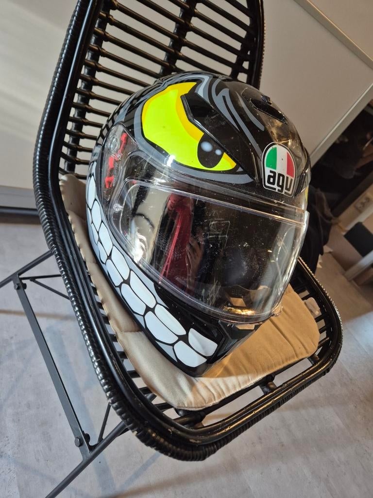 AGV K3 SV Helm - Zwart met Gele Monster Graphics, Motoren, M, Heren, Ophalen of Verzenden, Tweedehands