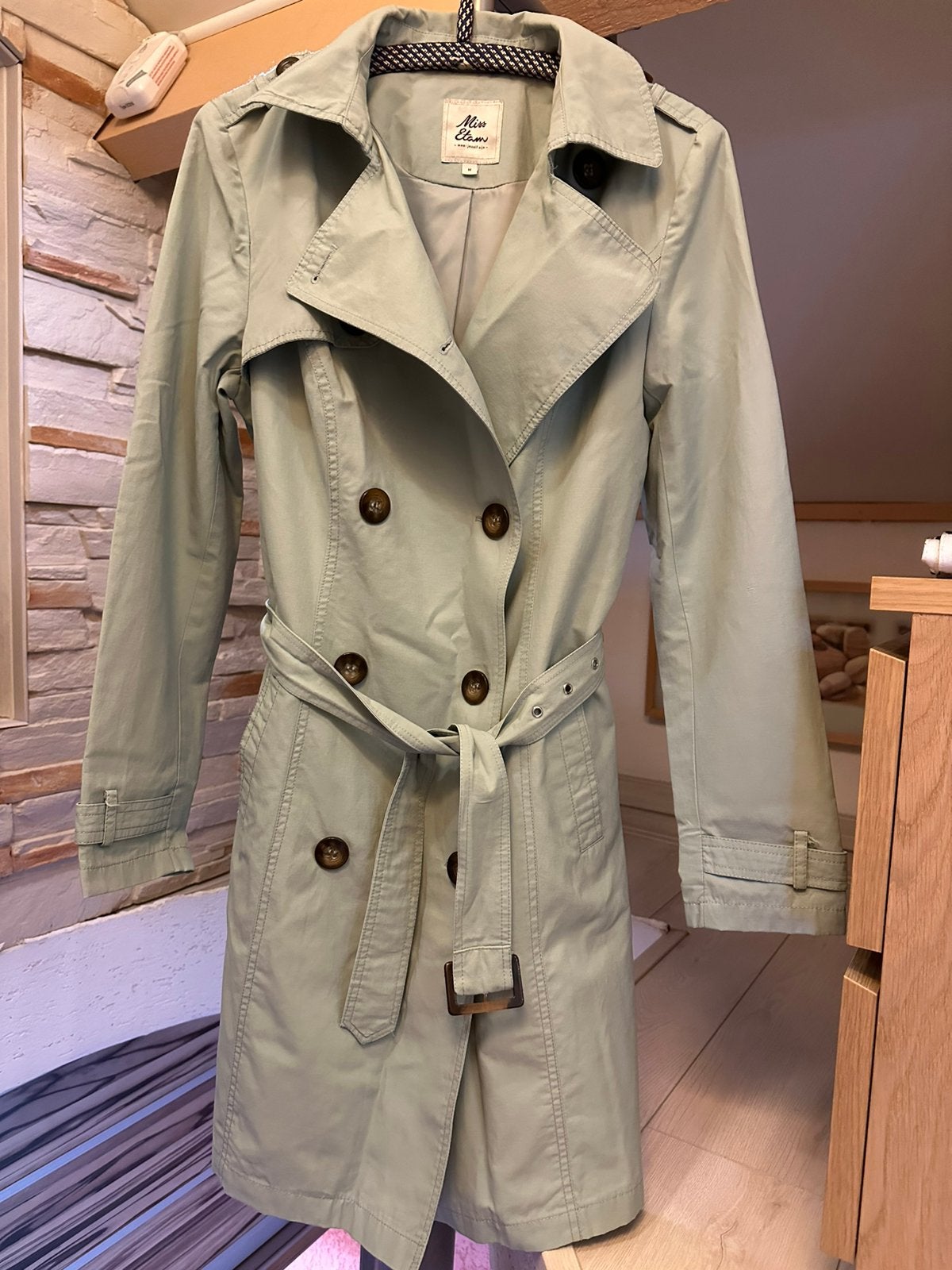 Dames trenchcoat Miss Etam-maat M, Ophalen of Verzenden, Zo goed als nieuw, Maat 38/40 (M), Groen