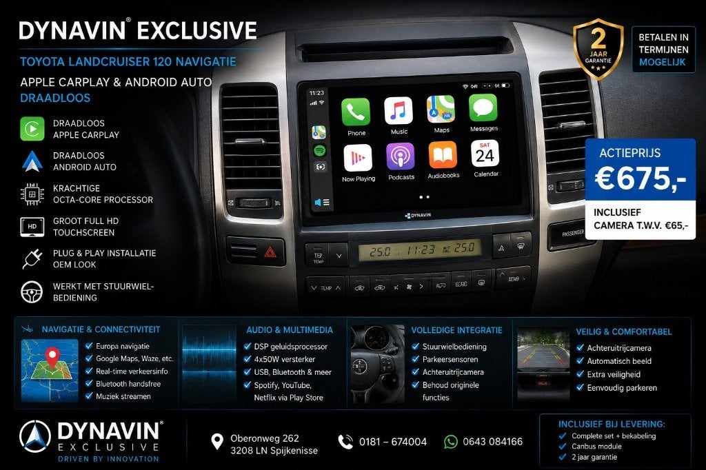android scherm toyota landcruiser 120 carplay carkit Dynavin, Oberonweg 262 3208pg, Nieuw, Ophalen of Verzenden, VERKOOP@INBOUWNAVIGATIE.COM
