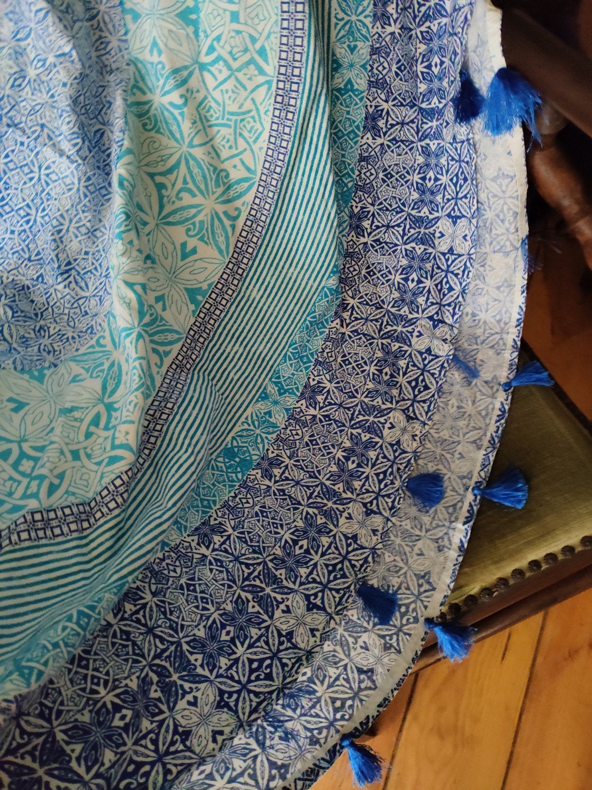 Batik kleed met kwastjes, India, Ophalen of Verzenden