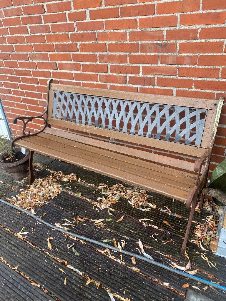 Gietijzer met hout tuinbankje, romantisch en gezellig, Tuin en Terras, Tuinbanken, Ophalen, Gebruikt, Hout