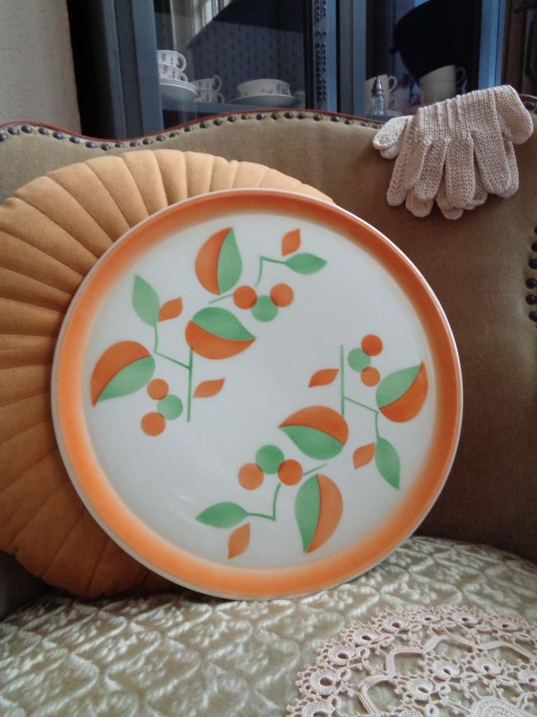 Antieke Taartschotel Art Deco Spuitmotief ** Mimosa **, Antiek en Kunst, Ophalen of Verzenden