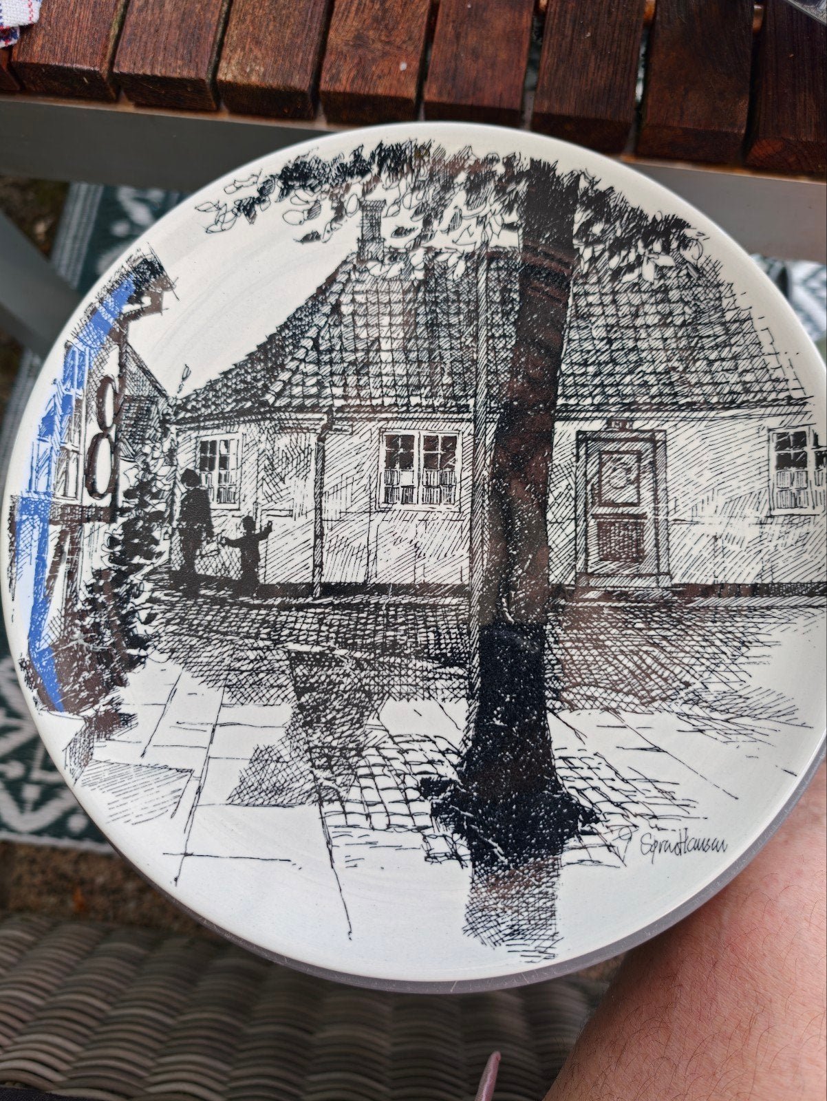 Decoratief bord H.C. Andersens huis Odense, Antiek en Kunst, Antiek | Wandborden en Tegels, Ophalen of Verzenden