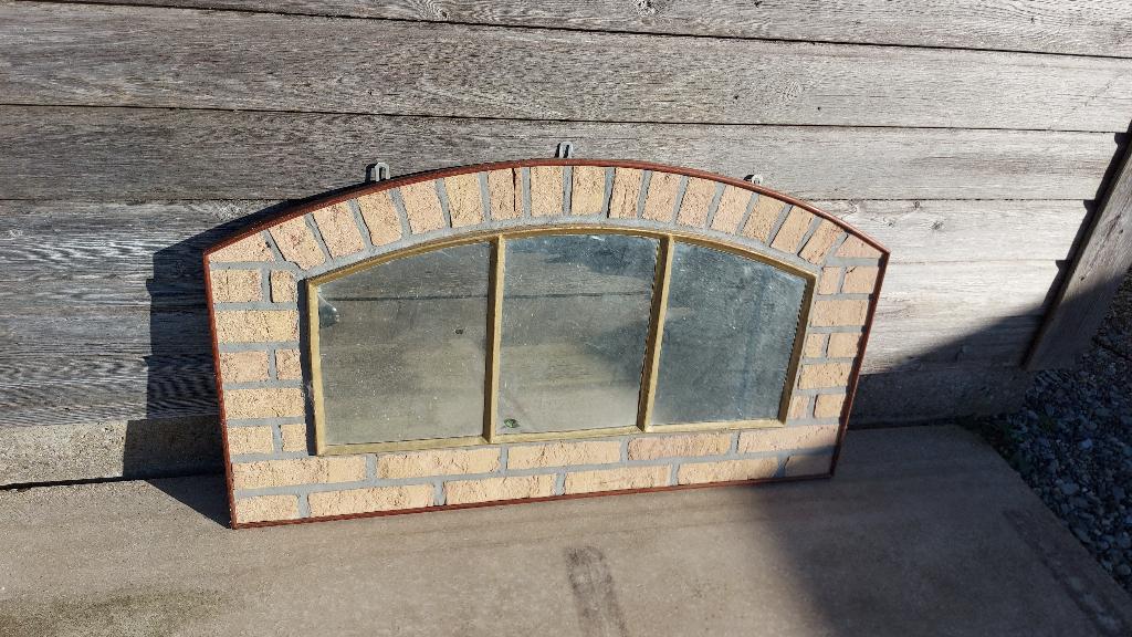 Oude Unieke Antieke Industriële stalraam spiegel Vintage, Ophalen, Overige vormen, 100 tot 150 cm, Minder dan 100 cm
