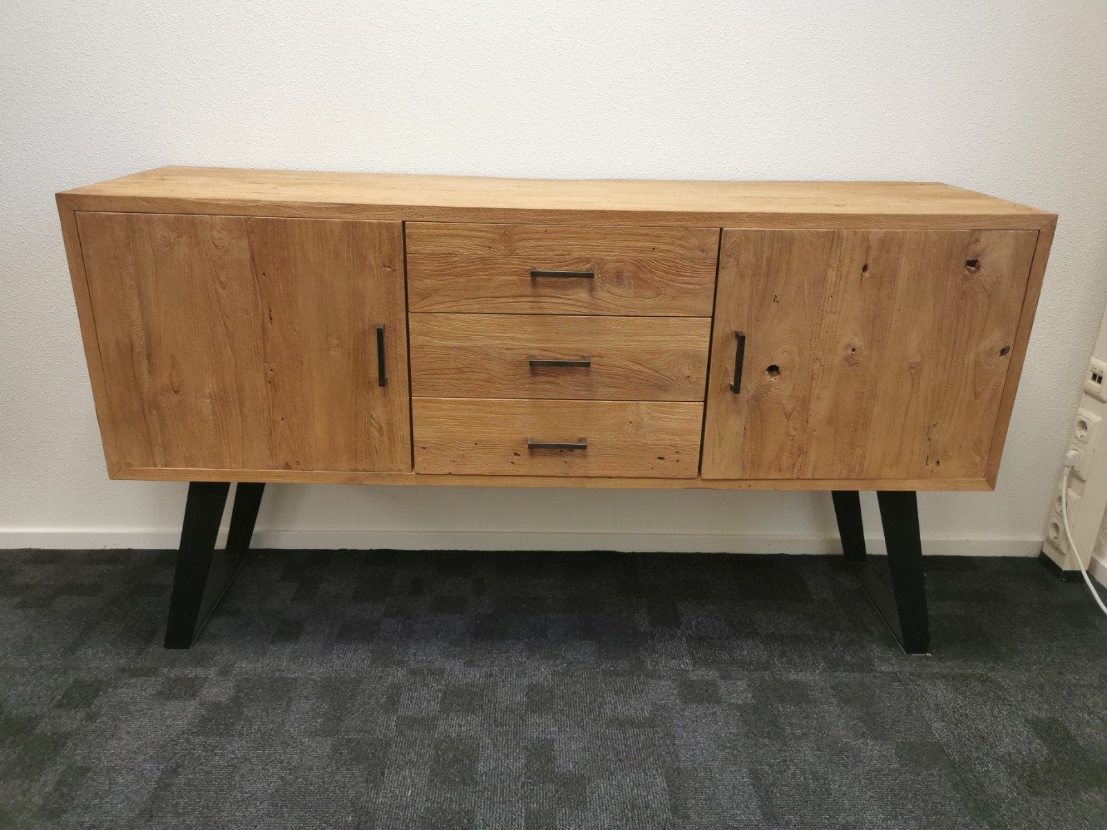 Houten teak kast dressoir 160x45, Ophalen, Gebruikt, 150 tot 200 cm, Teakhout