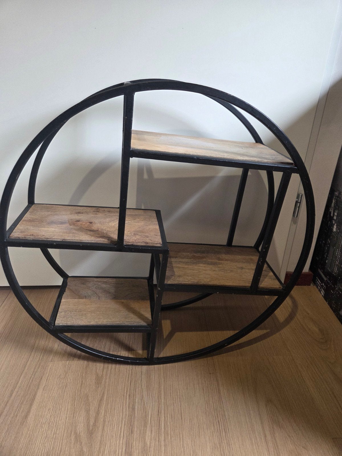 Rond wandrek met houten planken - Industrieel design, Ophalen, Gebruikt