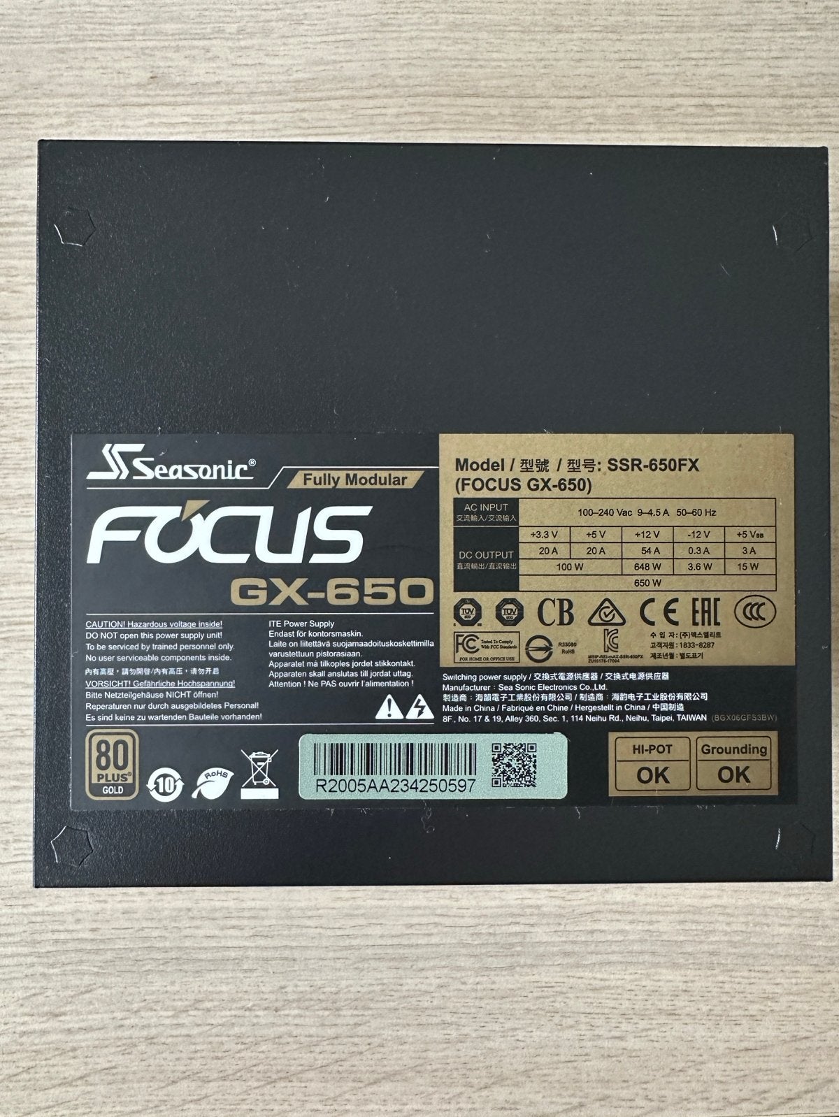 Seasonic Focus GX-650 Voeding - Volledig Modulair, Computers en Software, Ophalen of Verzenden, Zo goed als nieuw