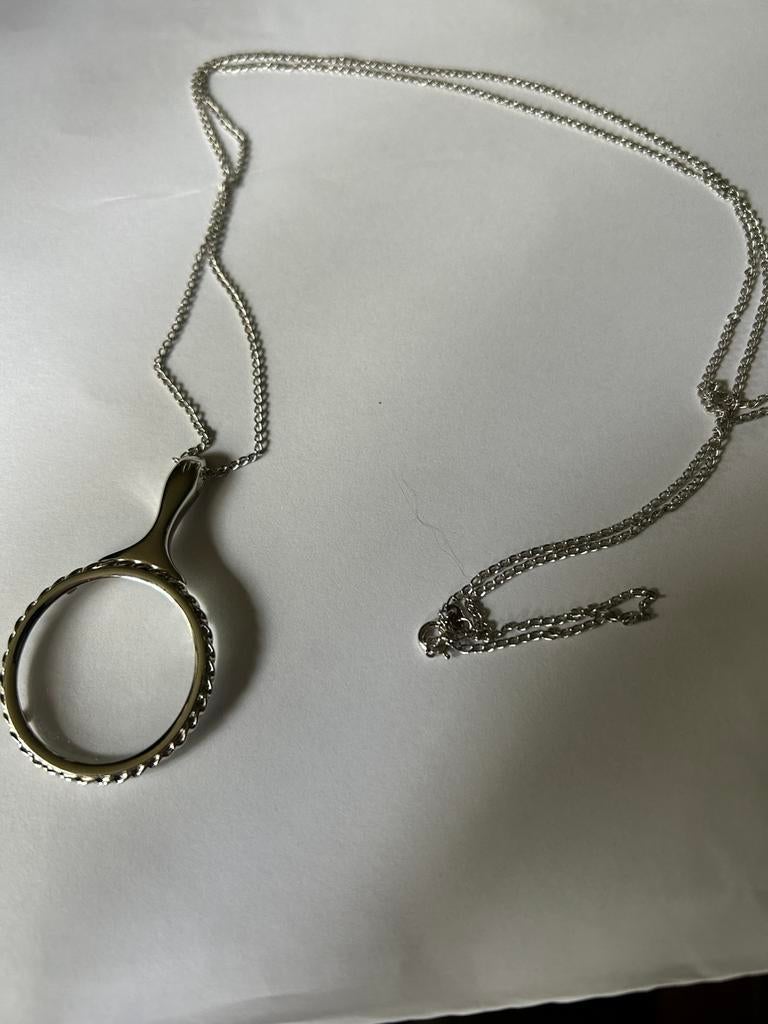 Vergrootglas ketting zilver835ketting ook 835, Hobby en Vrije tijd, Vergrootglazen, Loepen en Loeplampen, Ophalen of Verzenden