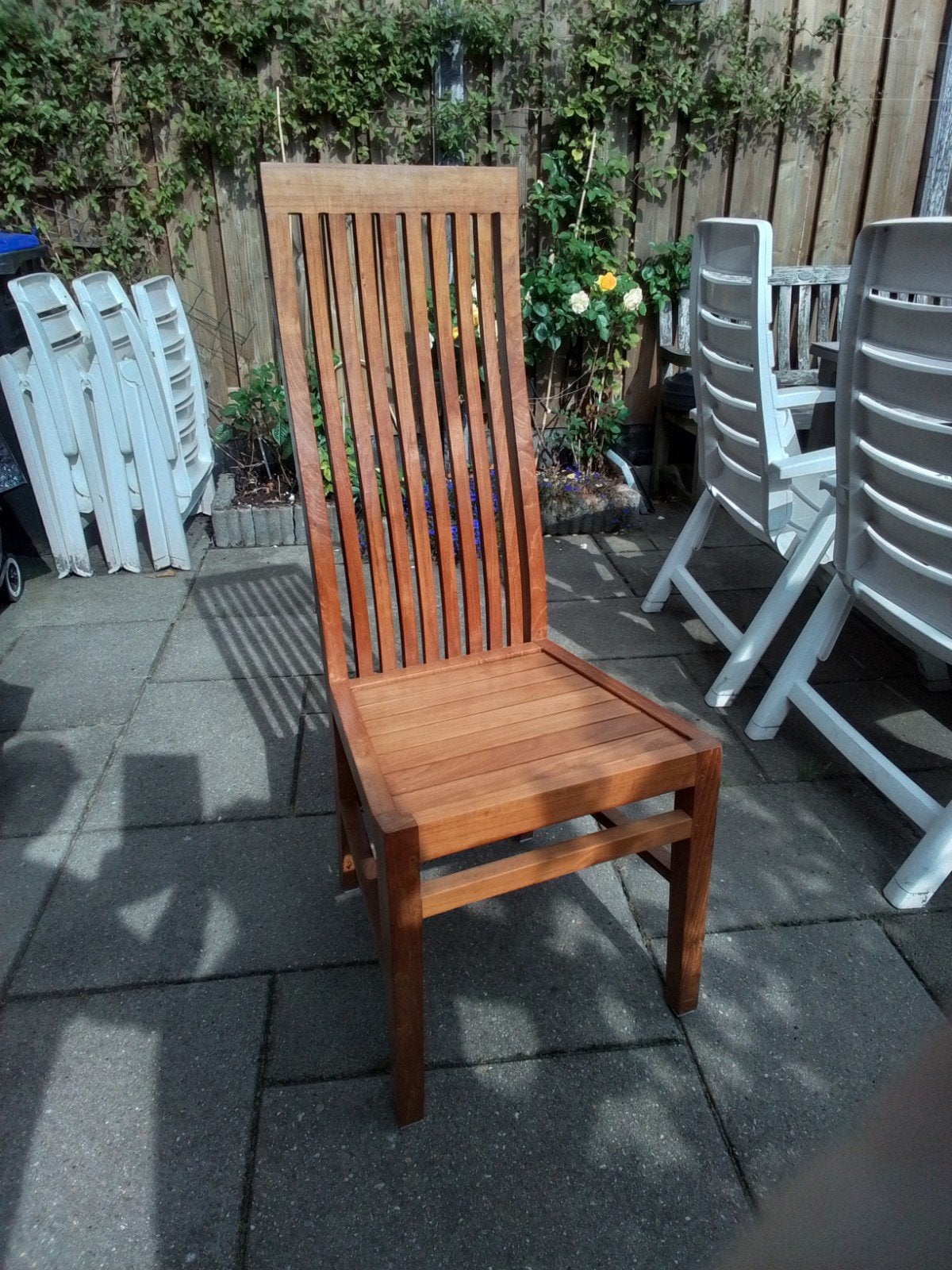 Massief teak houten stoelen 6 stuks., Ophalen, Bruin