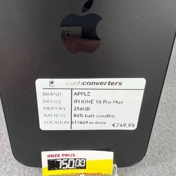 Apple Iphone 16 Pro Max | 256GB | in doos | 86% | 412859, 256 GB, Gebruikt, 86 %, Zwart