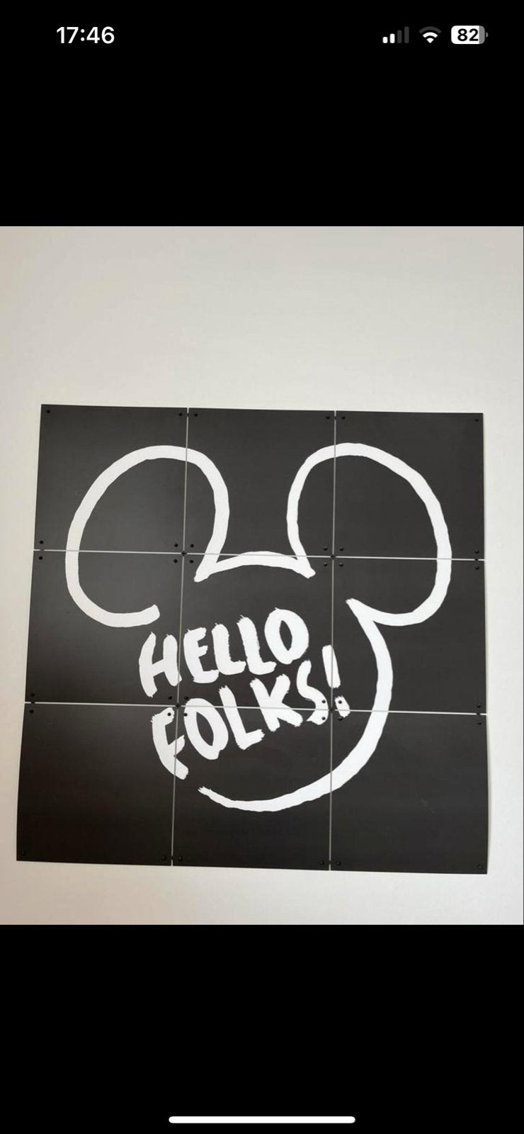 IXXI Mickey Mouse 'Hello Folks!' wanddecoratie, Zwart, Ophalen of Verzenden, Zo goed als nieuw, Wandbord of Wandpaneel