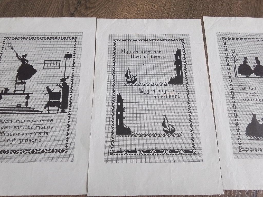 Borduurpatroon van leuke oude spreuken, Ophalen of Verzenden, Zo goed als nieuw, Handborduren, Patroon