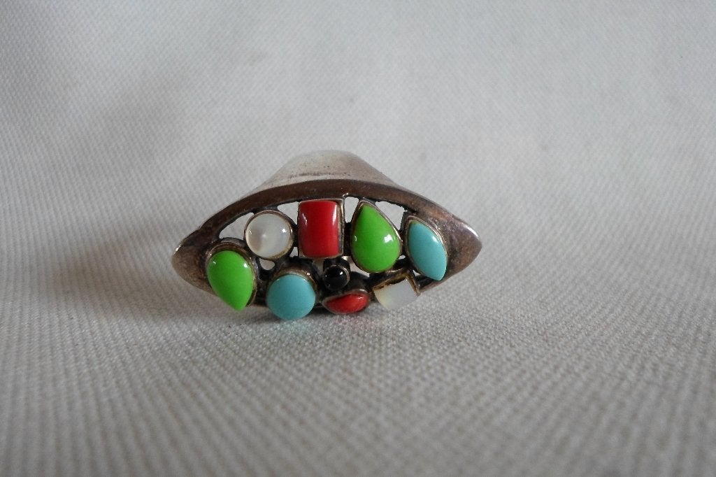 Ring Zilver Edelstenen Maat 16, Ophalen of Verzenden, Zilver, Ring, Met edelsteen