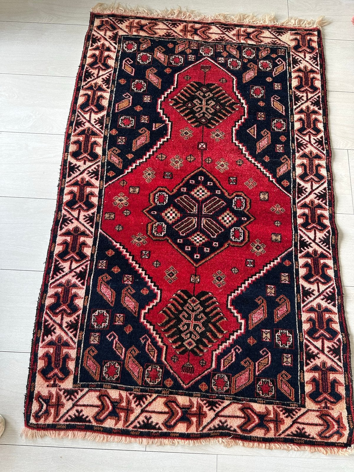 Handgeknoopt Perzisch tapijt - Rood/Blauw148/94, 100 tot 150 cm, Zo goed als nieuw, Rechthoekig, Rood