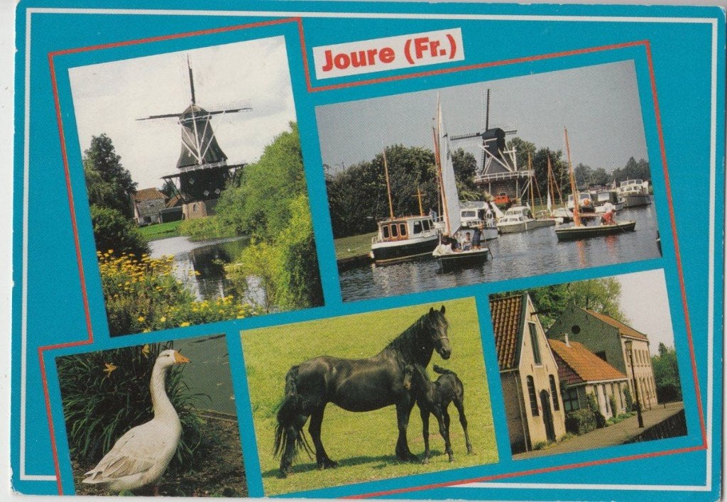 Jouire 5 luik Molen Gans Paarden Gelopen 1995 Zegel 70 ct, Ophalen of Verzenden, 1980 tot heden, Gelopen, Friesland