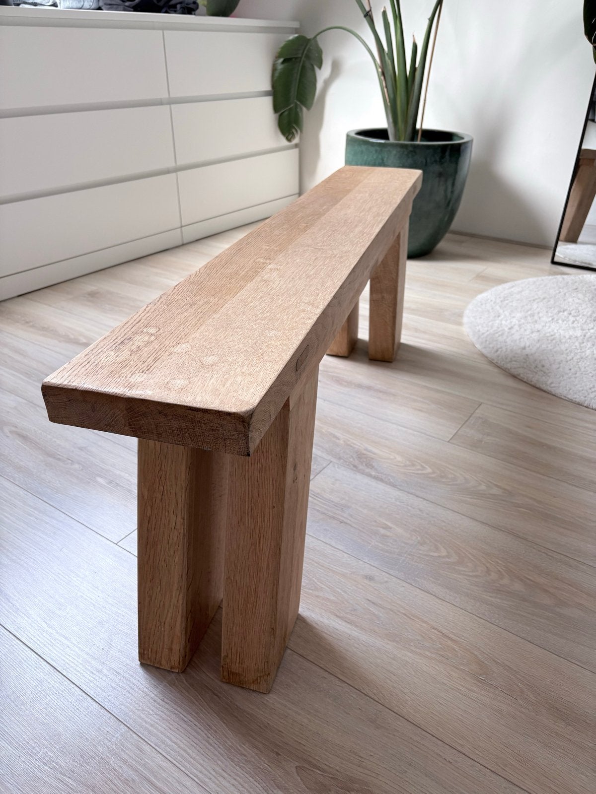 Eikenhouten bankje - 120x20x43 cm, Ophalen, Gebruikt, Bruin, Hout