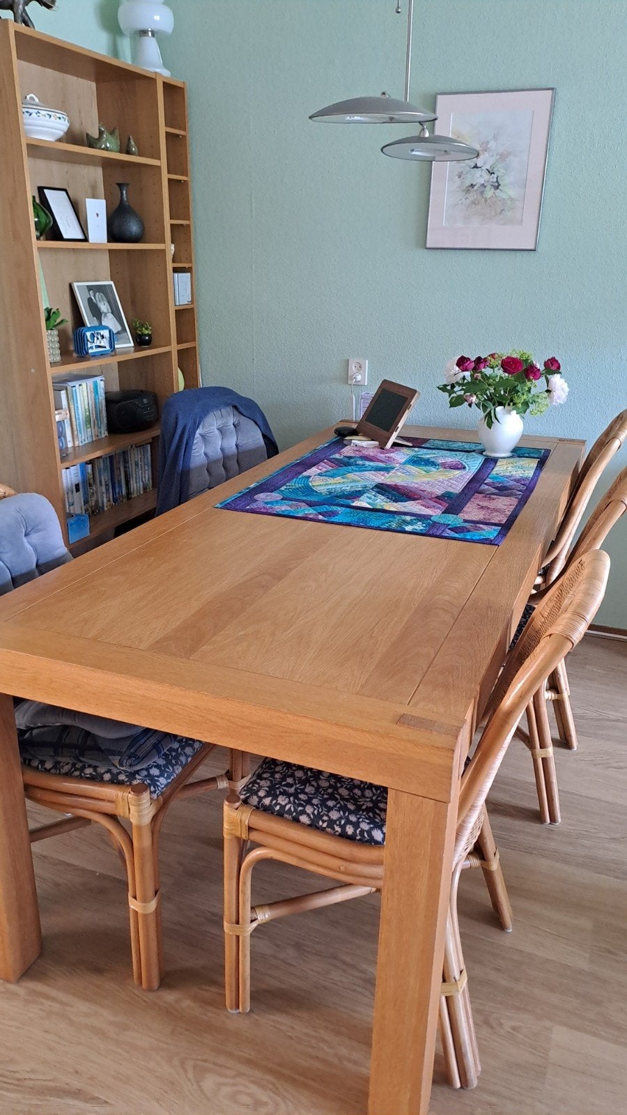 Eetkamertafel 6 persoons hout (Drachten), Ophalen, 200 cm of meer, 50 tot 100 cm, Zo goed als nieuw