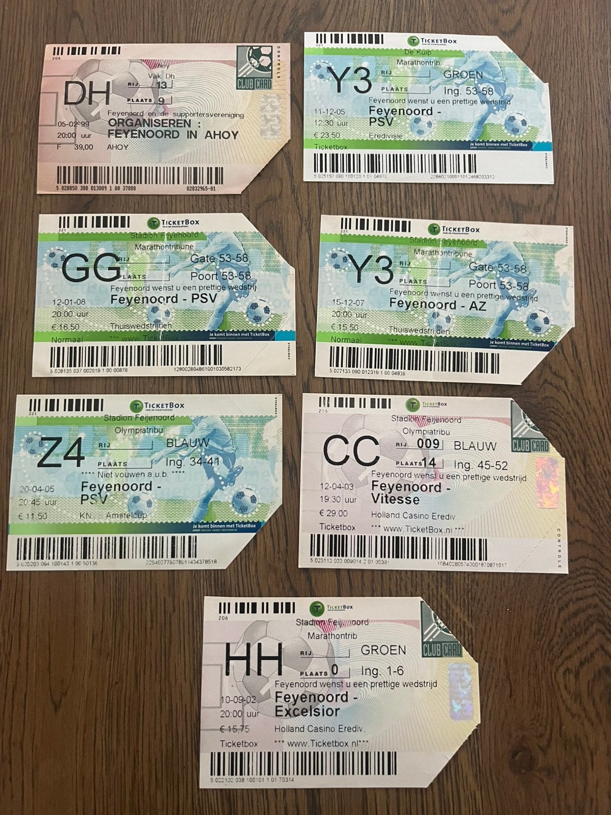 DIVERSE TICKETBOX TICKETS FEYENOORD, Ophalen of Verzenden, Zo goed als nieuw, Feyenoord, Overige typen