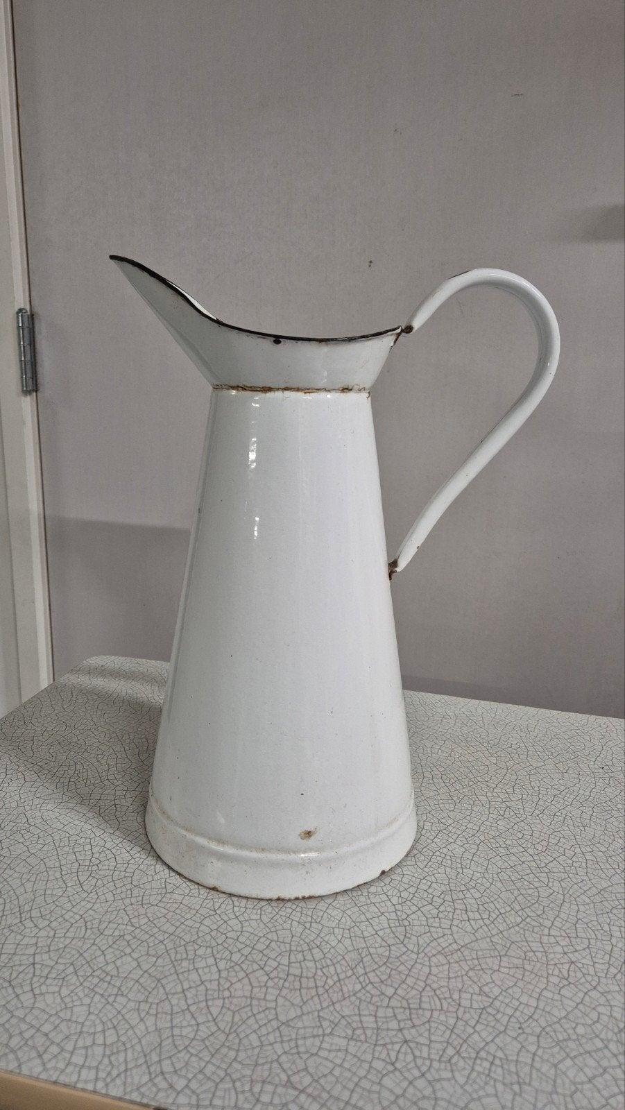 Vintage geëmailleerde waterkan - wit, Ophalen