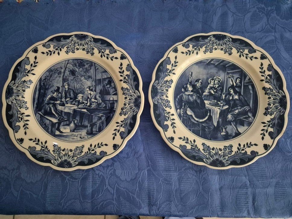 Delfts Blauw Wandborden Regina Gouda - Jan Steen Taferelen, Ophalen of Verzenden